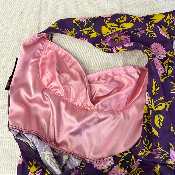 Laura Byrnes Grace Pink and Purple Floral 50s Style Dress - Picture 13 of 16